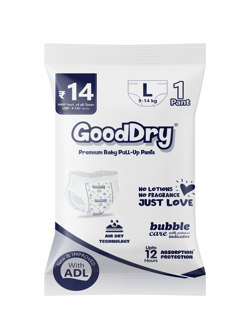 GoodDry baby pull-up pants diaper trial pack close-up
