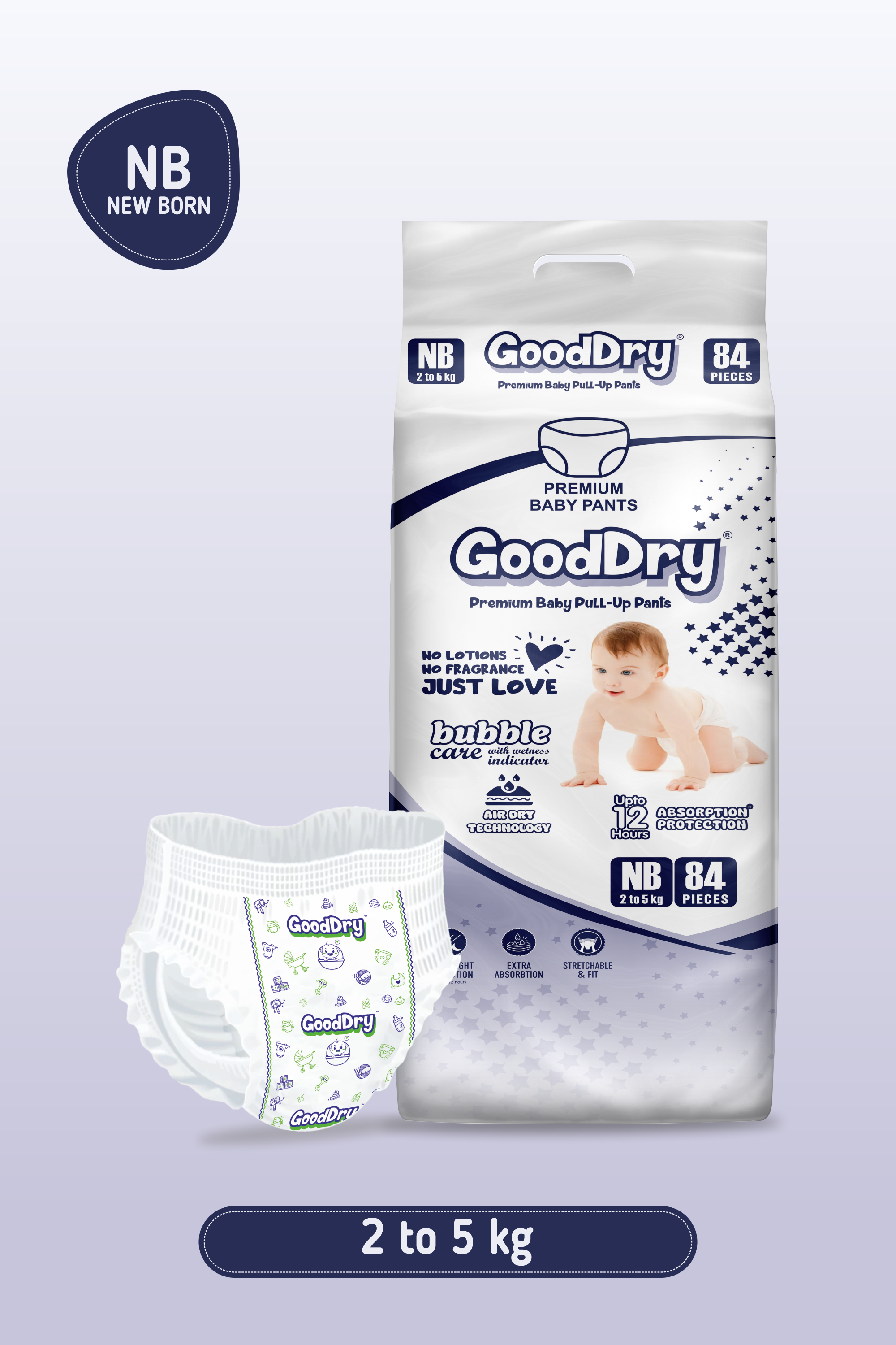Gooddry Baby Pull-Up Pants Diaper - Newborn