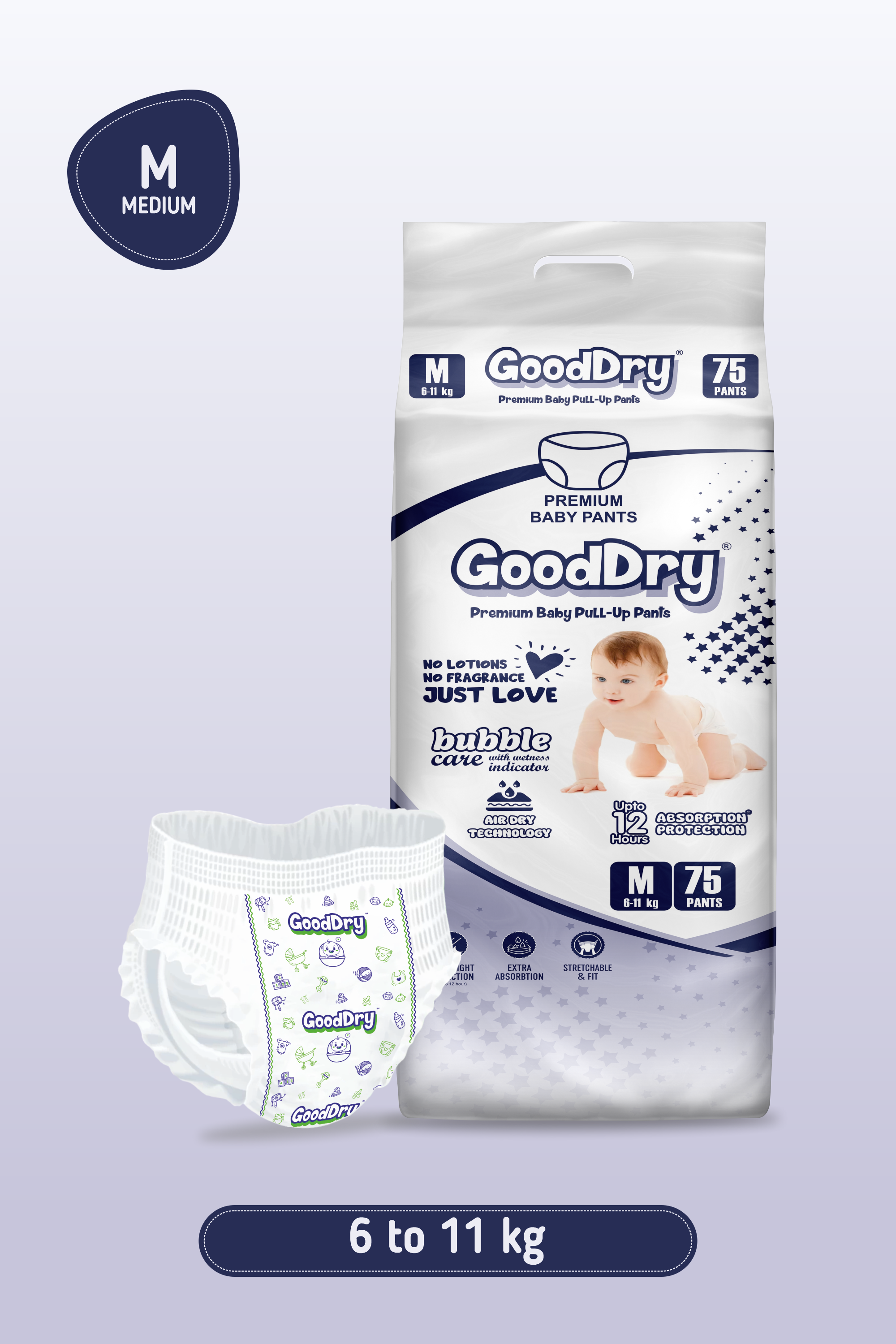 Gooddry Baby Pull-Up Pants Diaper - Medium